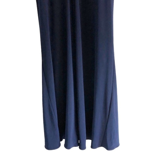 La Femme Off Shoulder Navy Blue Formal Gown - Picture 13 of 14